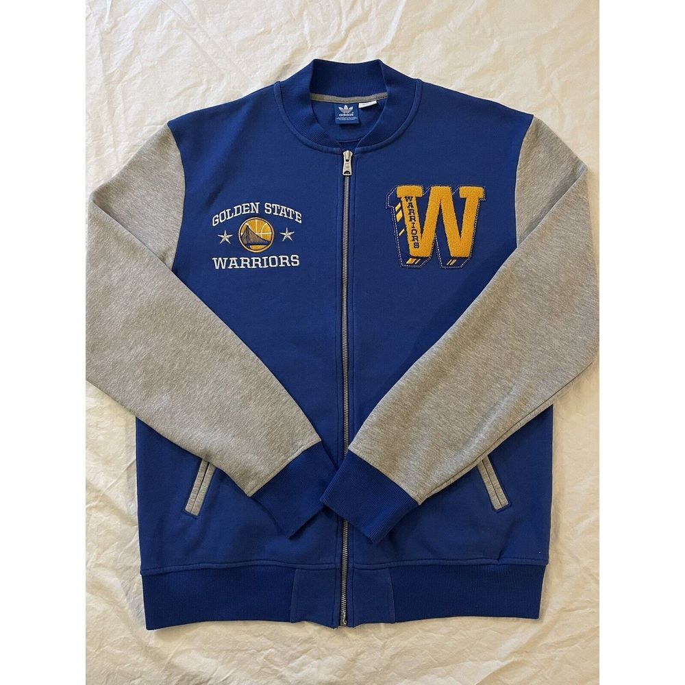 Golden State Warriors Adidas Bomber Letterman Varsity Jacket Zip Up Size Medium